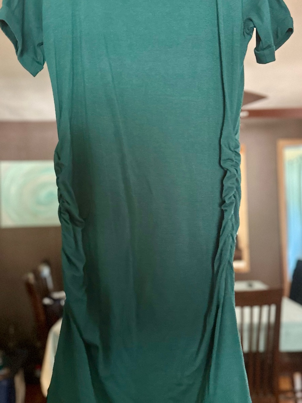 Teal Maternity Ruched Side T-Shirt Dress